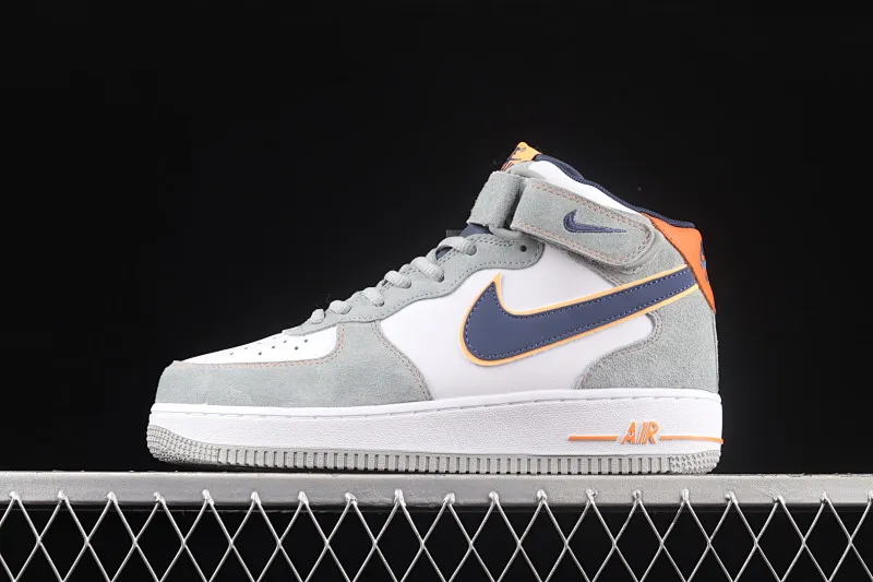 All categories Nk Air Force 1 Air Force series Nk Air Force 1 Mid Air Force mid-top Nk Air Force 1'07 Mid gray blue orange suede Air Force One mid-top casual sneakers CQ5059-203